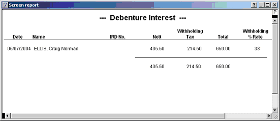 debenture interest credits